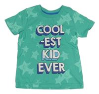 Zelené tričko s nápisy a hvězdičkami St. Bernard