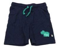 Tmavomodré teplákové kraťasy s nosorožci Liegelind