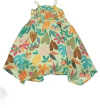 Svetlozelené letné šaty s ovociem a motýlikmi a lístečky H&M