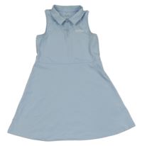 Svetlomodré športové šaty s nápisom a golierikom ZARA