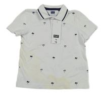 Nové - biele polo tričko s palmami F&F
