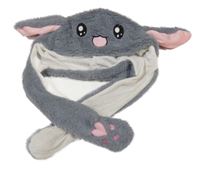 Šedá chlupatá čepice - Stitch