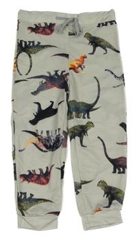 Světlešedé tepláky s dinosaury 