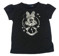 Čierne trblietavé tričko s Minnie Disney