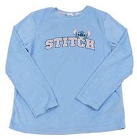 Modré plyšové pyžamové triko s nápisem Stitch Primark