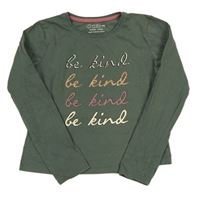 Khaki triko s nápisy Primark