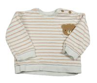 Bielo-ružová pruhovaná mikina s medvěďom George