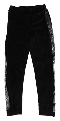 Čierne plyšové legíny s překlápěcími flitre Kiki&Koko