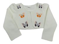 Biele rebrované bolerko s motýly