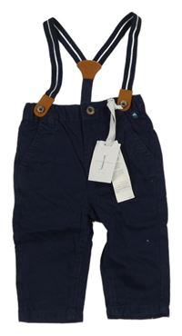 Nové - Tmavomodré plátenné chino nohavice s trakami Jasper Conran
