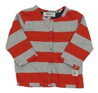 Šedo-červená pruhovaná propínací mikina