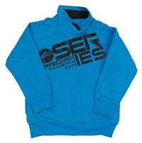 Modrá mikina s nápisom a komínovým golierom Matalan