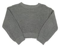 Sivý crop sveter Shein