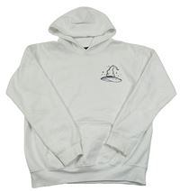 Bílá mikina s čarodějníckým kloboukem a kapucí Gildan