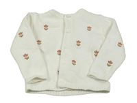 Bílý propínací svetr s výšivkami květů Mamas&Papas