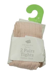 Nové - 2x vzorované punčocháče - růžové + smetanové Primark