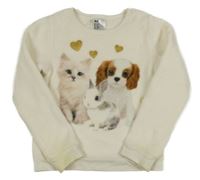 Krémová chlpatá mikina so zvířaty H&M