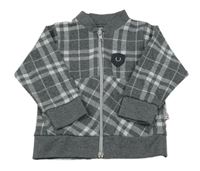 Tmavošedo-sivá kockovaná prepínaci mikina