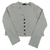 Sivá melírovaná úpletová prepínaci crop mikina New Look