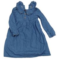 Modré plátěné šaty riflového vzhledu s límečkem Primark