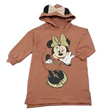 Hnědé teplákové šaty s Minnie a kapucí C&A