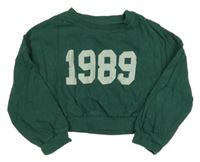 Tmavozelená crop mikina s číslom Next