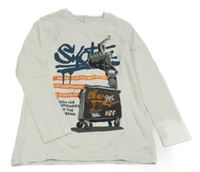 Smotanové tričko so skateboardistou a nápisom C&A