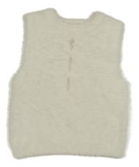 Smotanová chlpatá svetrová vesta s prestrihmi Anko