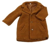 Hnědý huňatý podšitý kabát Zeeman