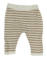 Bílo-béžové pruhované pletené tepláky Matalan