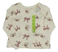 Nové - Smetanové triko s kočkami a mašlemi Primark