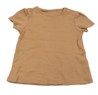 Hnědé žebrované tričko Tu