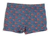 Tmavomodro-bílé pruhované nohavičkové plavky s kraby Pocopiano