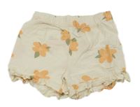 Krémové kvetované ľanové kraťasy Lily & Dan
