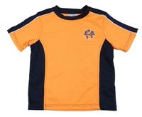 Neónově oranžovo-tmavomodré športové tričko s potlačou Topolino