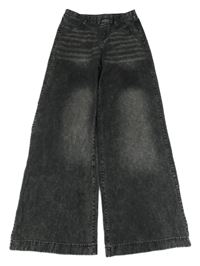 Černé široké tregíny riflového vzhledu H&M