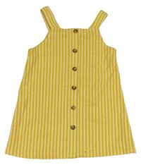 Žlté pruhované úpletové šaty s gombíkmi F&F