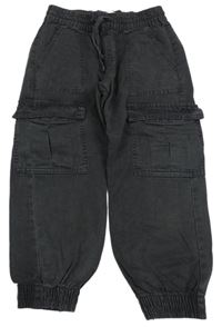 Tmavosivé plátenné cuff nohavice F&F
