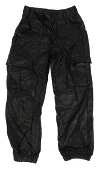 Čierne koženkové cuff nohavice s vreckami Matalan