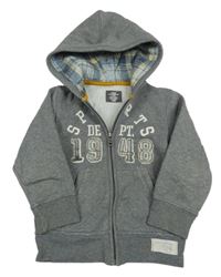 Sivá melírovaná prepínaci mikina s nápisom a kapucňou H&M