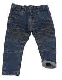 Tmavomodré podšité skinny rifle s prošíváním