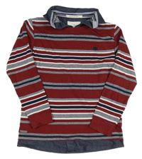 Vínovo-tmavomodro-bílé pruhované polo triko Jasper Conran