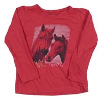 Tmavorůžové triko s koníky 