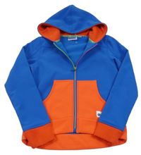 Modro-červená softshellová bunda s kapucí