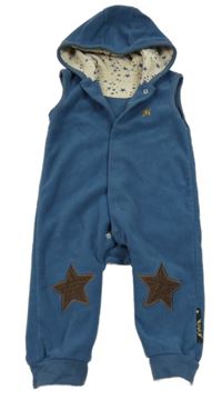 Tmavomodrá fleecová kombinéza s kapucí 