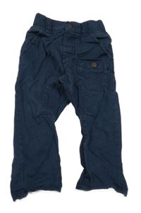 Tmavomodré plátěné kalhoty s kapsou Next