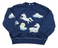 Tmavomodrá mikina s jednorožcami M&S