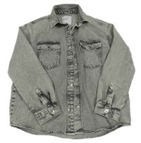 Šedá melírovaná riflová košilová bunda s kapsami Denim Co.