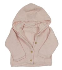 Světlerůžový podšitý propínací svetr s kapucí Matalan