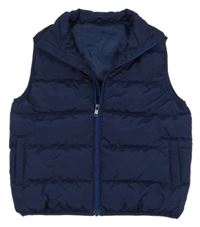 Tmavomodrá šušťáková zateplená vesta Dunnes